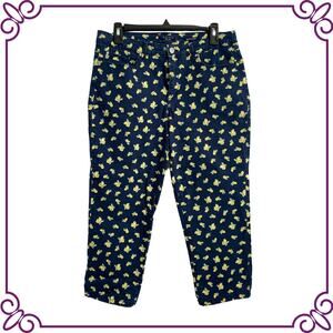 Charter Club Navy Blue Stretch Denim with Lemons Bristol Capri / Crop